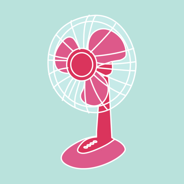 Egy rózsaszín ventilátor ikonja, amely a hőhullámok kezelésére utal.